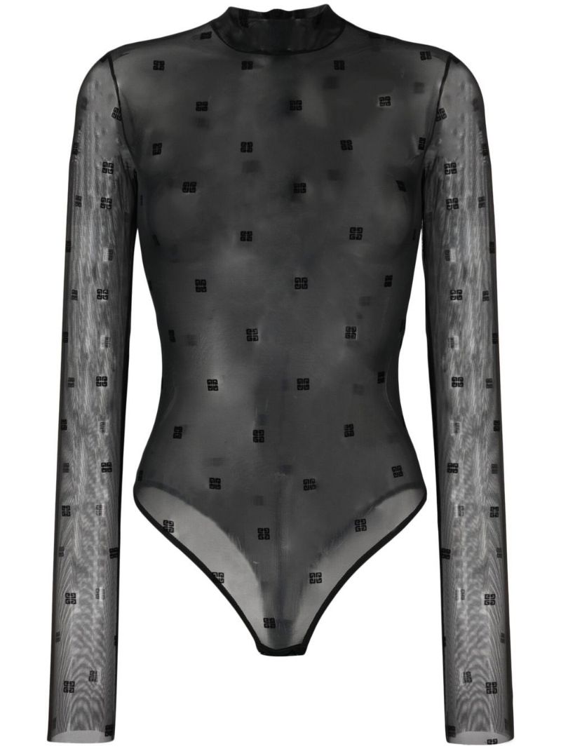 Black 4g Tulle Bodysuit