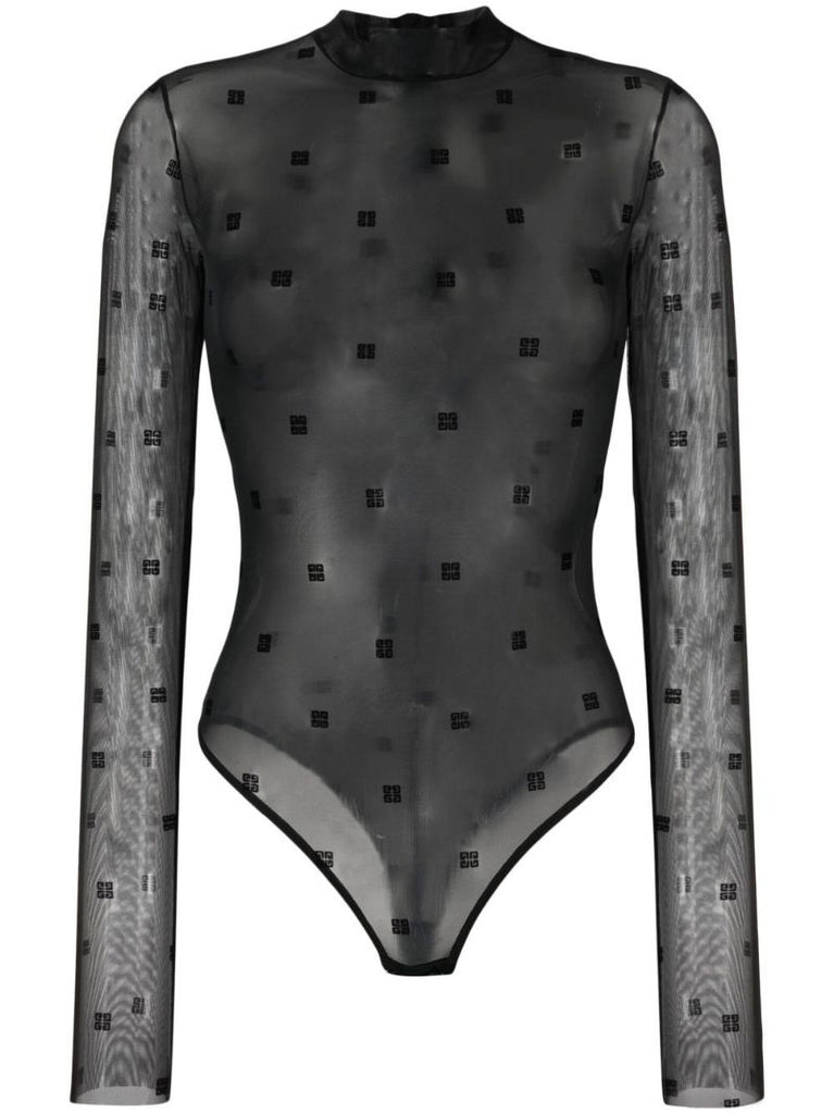 Black 4g Tulle Bodysuit