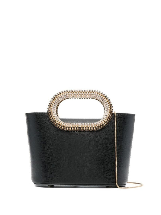 Black Crystal Embellished Top Handle Bag