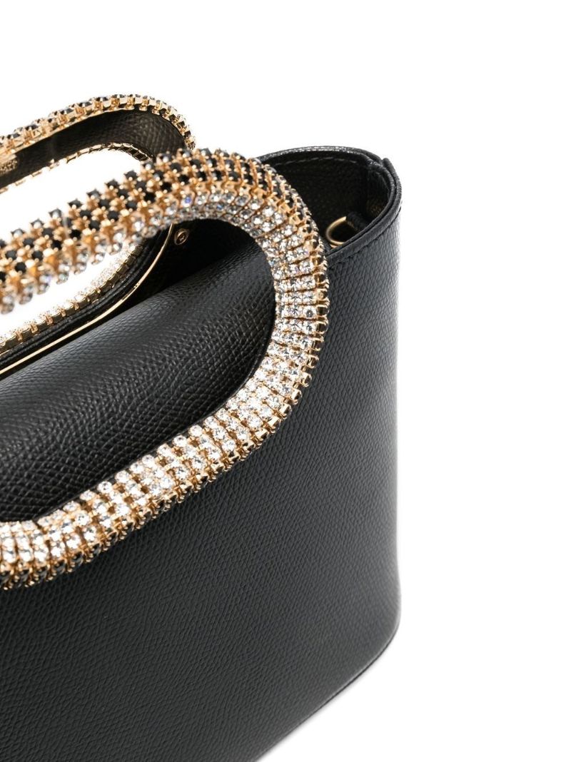 Black Crystal Embellished Top Handle Bag