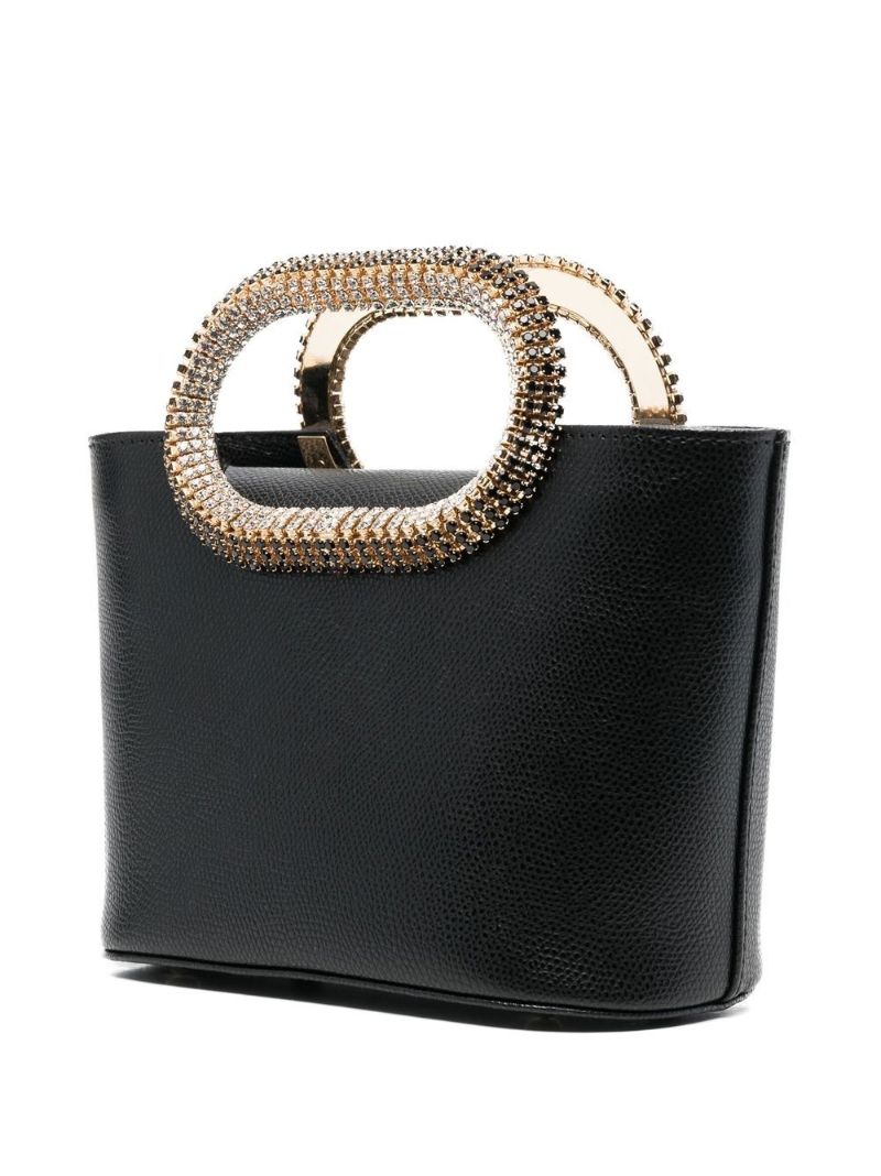 Black Crystal Embellished Top Handle Bag