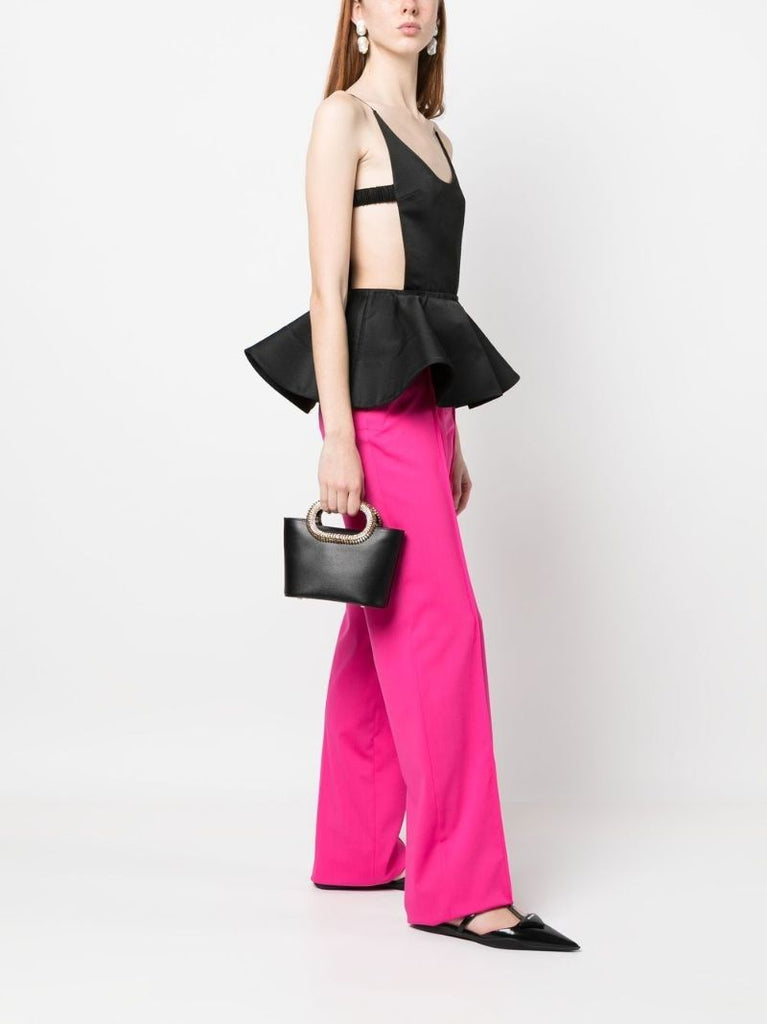 Black Crystal Embellished Top Handle Bag