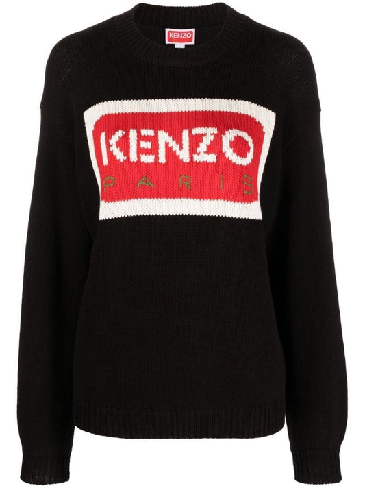 Black Logo-intarsia Sweater