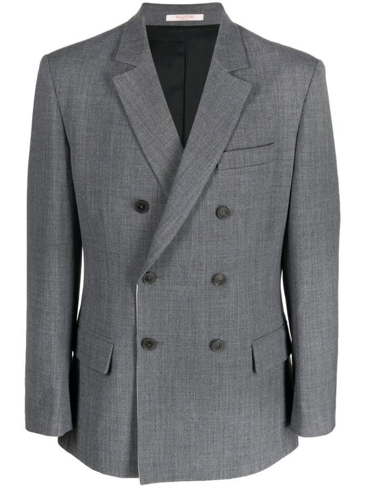 Grey Double-breasted Blazer