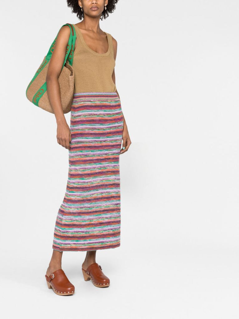 Multicolour Striped Knit Skirt