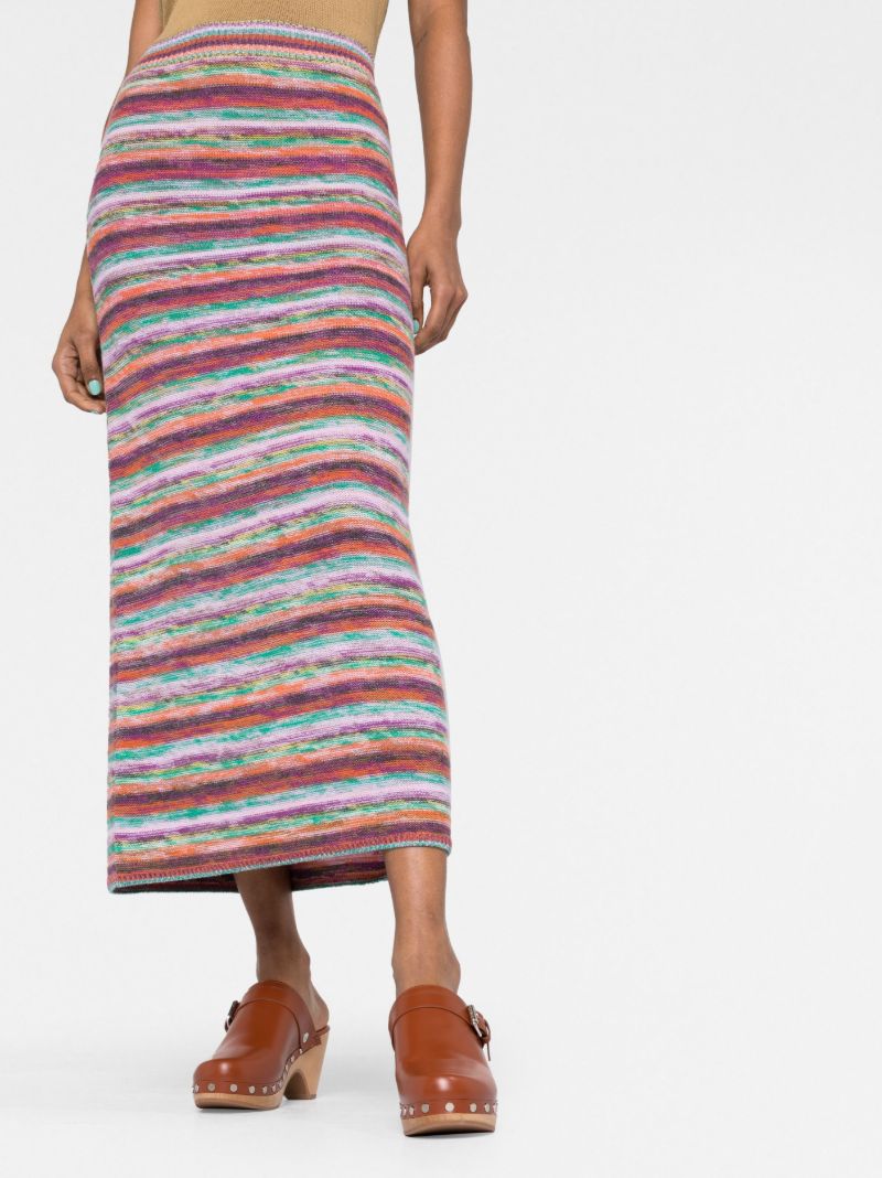 Multicolour Striped Knit Skirt