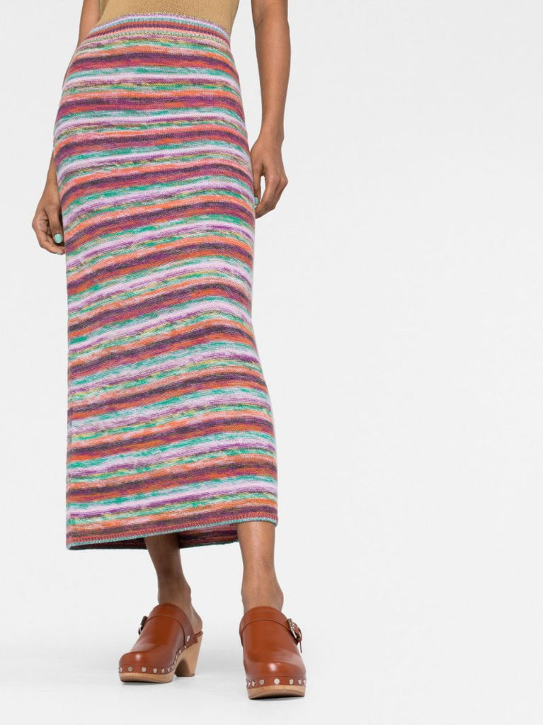 Multicolour Striped Knit Skirt