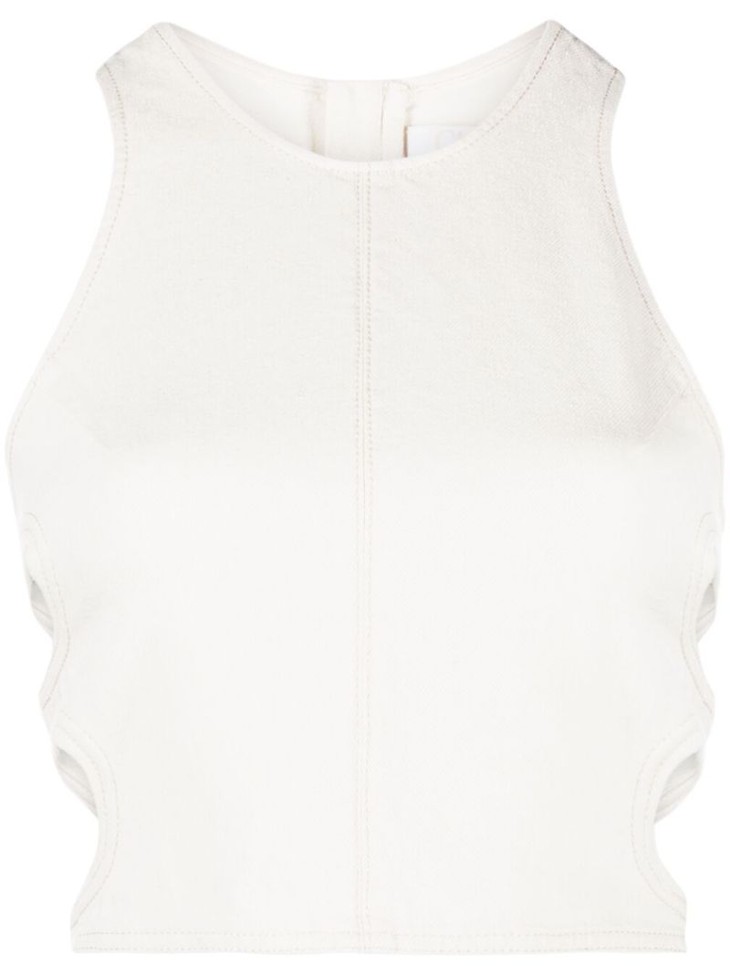 White Cut-out Cropped Top
