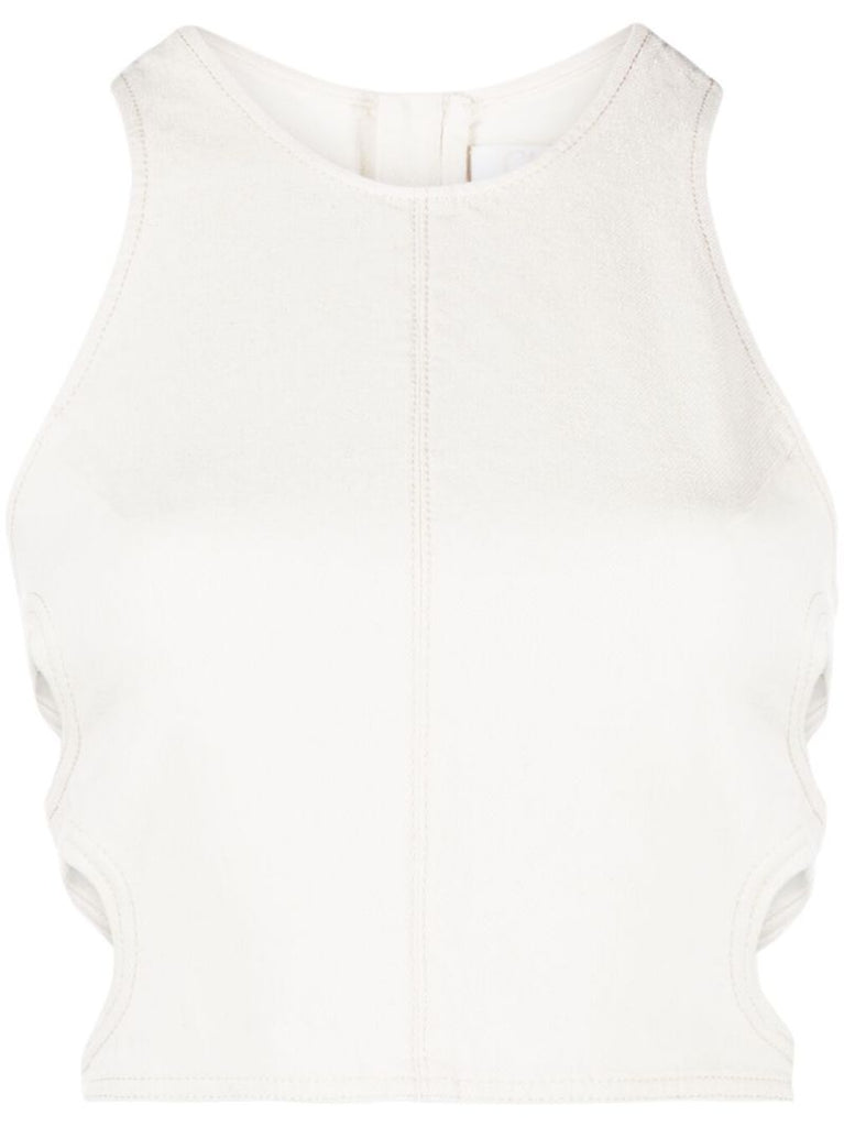 White Cut-out Cropped Top
