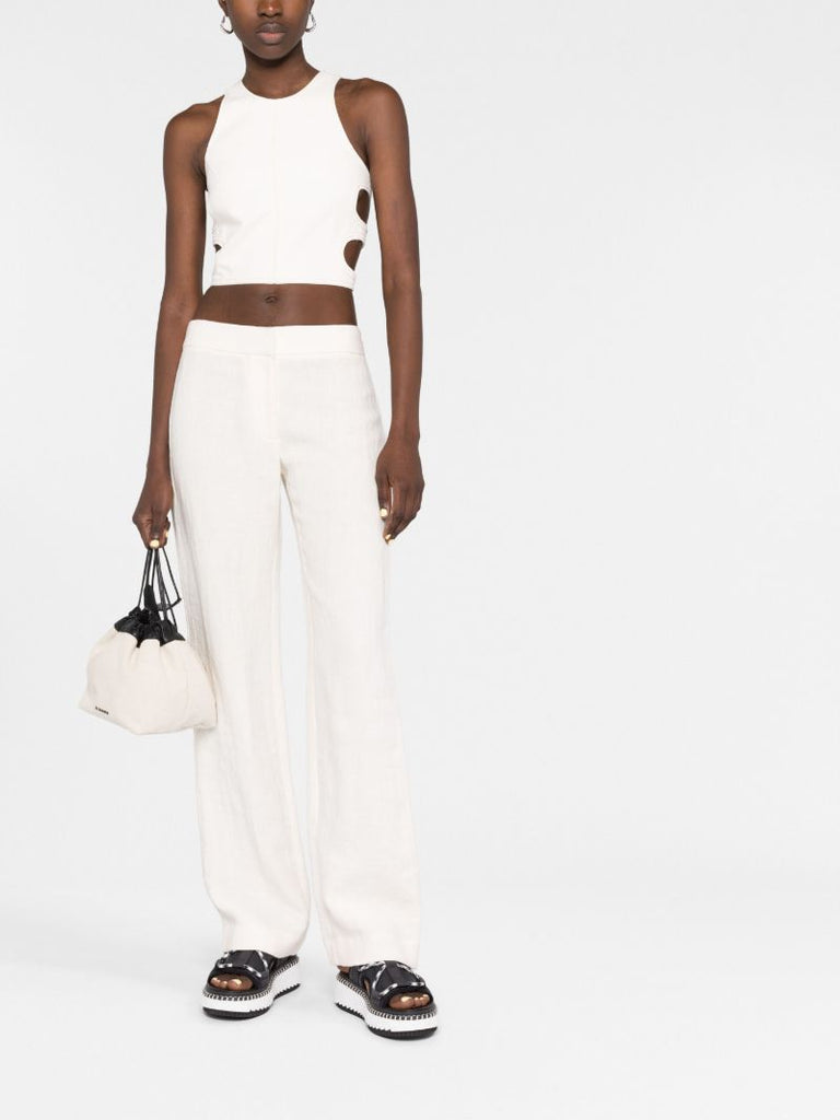 White Cut-out Cropped Top