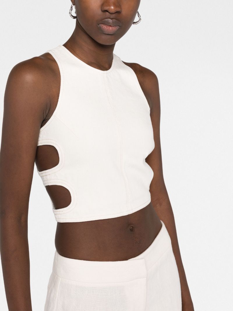 White Cut-out Cropped Top