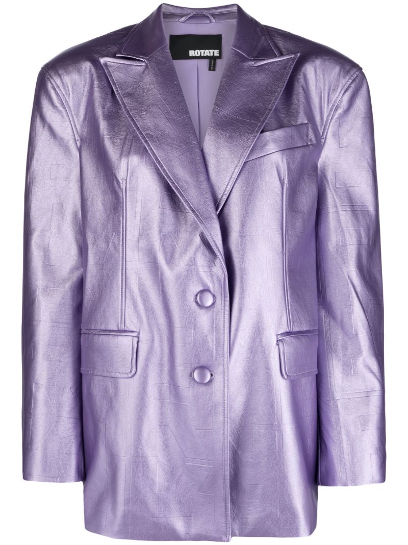 Purple Catherine Embossed Faux-leather Blazer