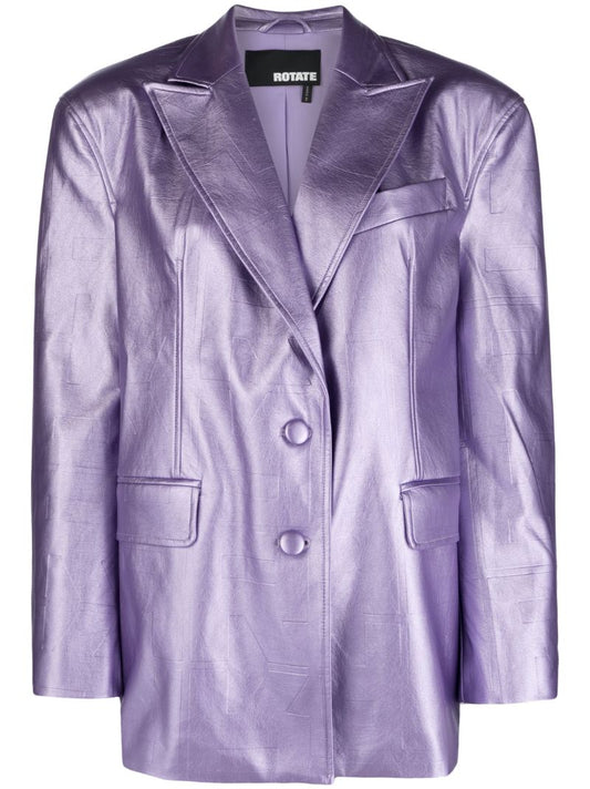Purple Catherine Embossed Faux-leather Blazer