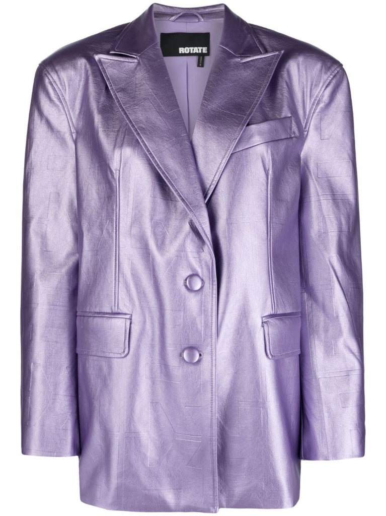 Purple Catherine Embossed Faux-leather Blazer