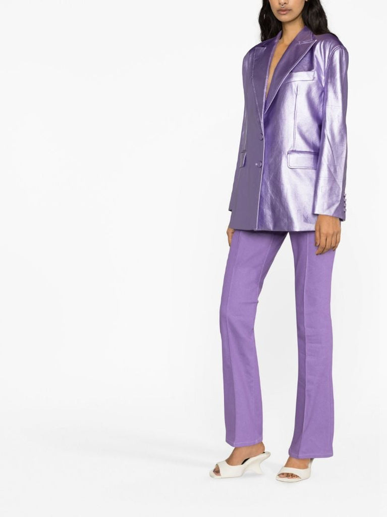 Purple Catherine Embossed Faux-leather Blazer