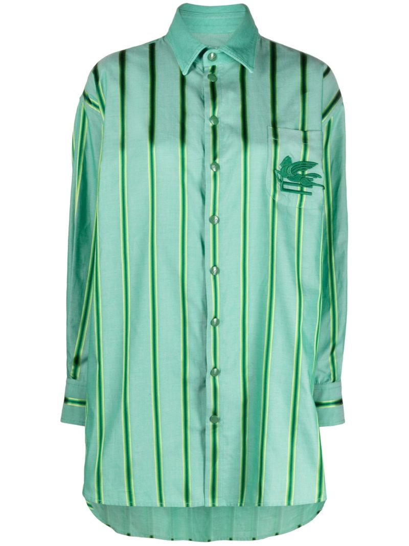 Green Logo-embroidered Striped Shirt
