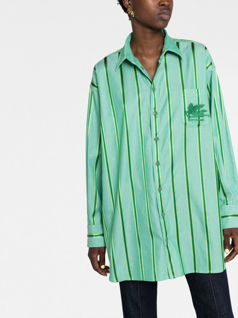 Green Logo-embroidered Striped Shirt