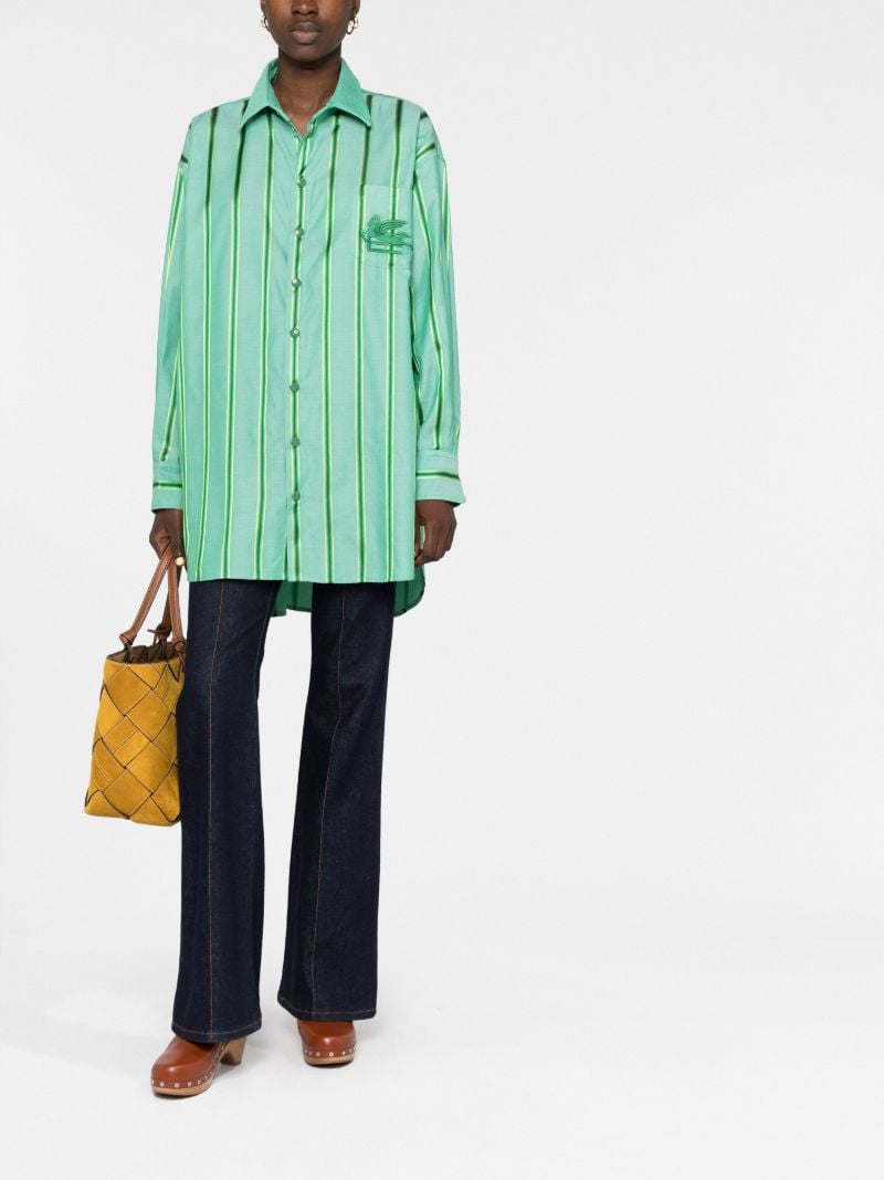 Green Logo-embroidered Striped Shirt