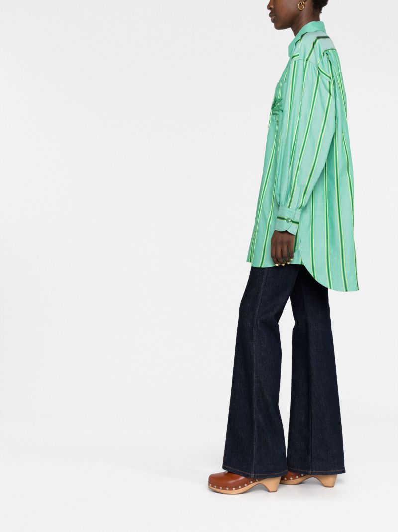 Green Logo-embroidered Striped Shirt