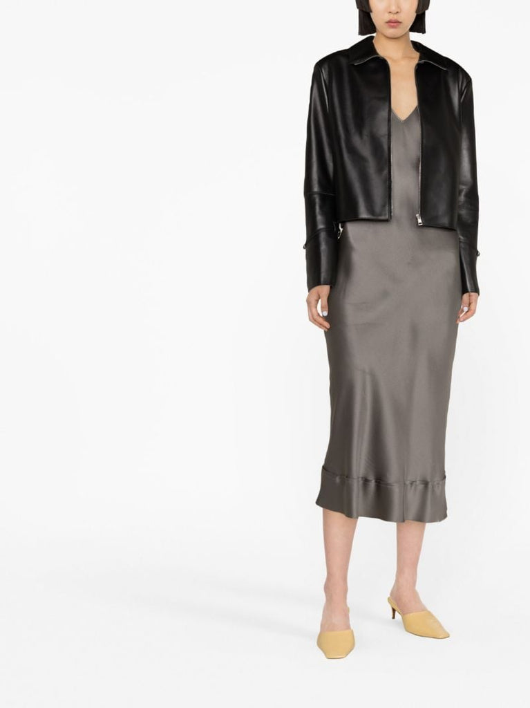 Black Electra Cropped Leather Jacket