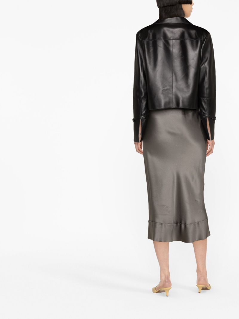 Black Electra Cropped Leather Jacket