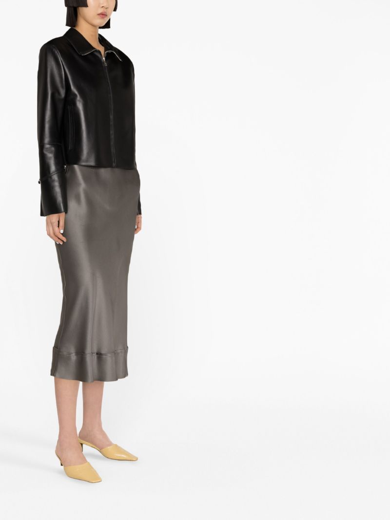 Black Electra Cropped Leather Jacket