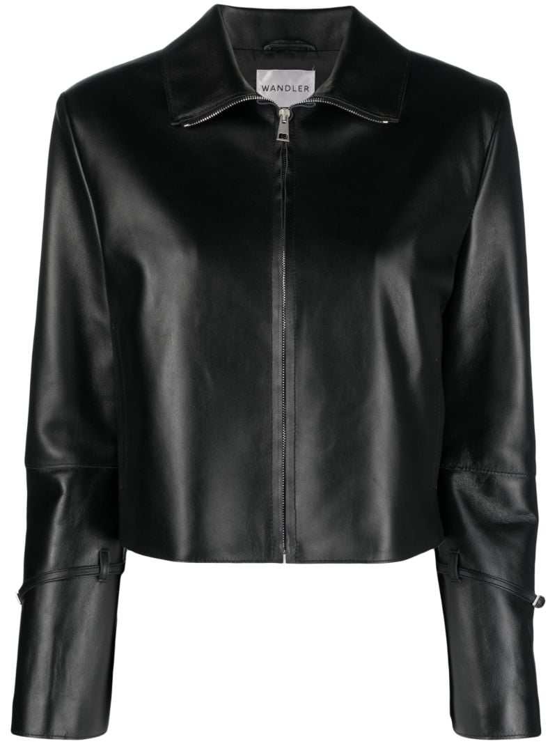 Black Electra Cropped Leather Jacket