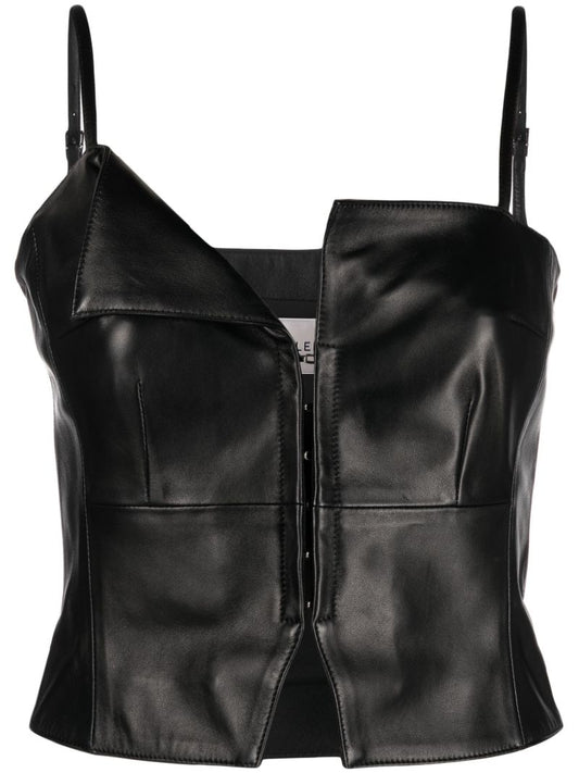 Black Clio Leather Corset Top