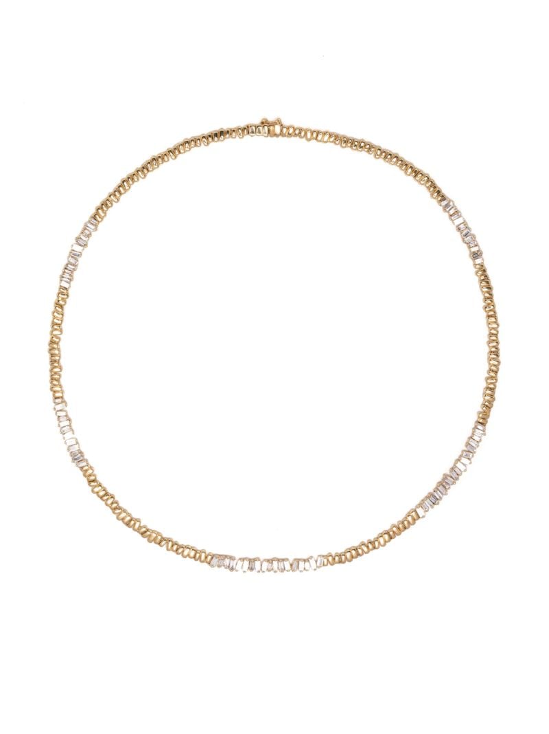 18k Yellow Gold Station Diamond Necklace