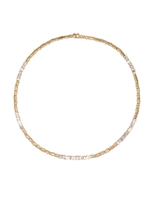 18k Yellow Gold Station Diamond Necklace