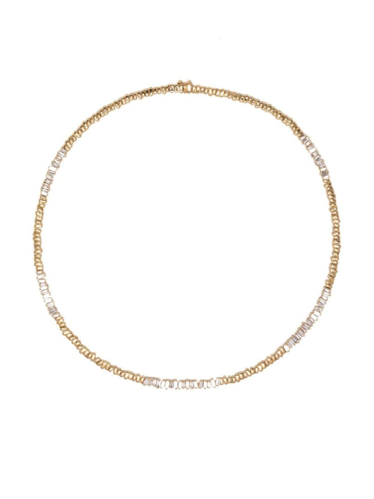 18k Yellow Gold Station Diamond Necklace