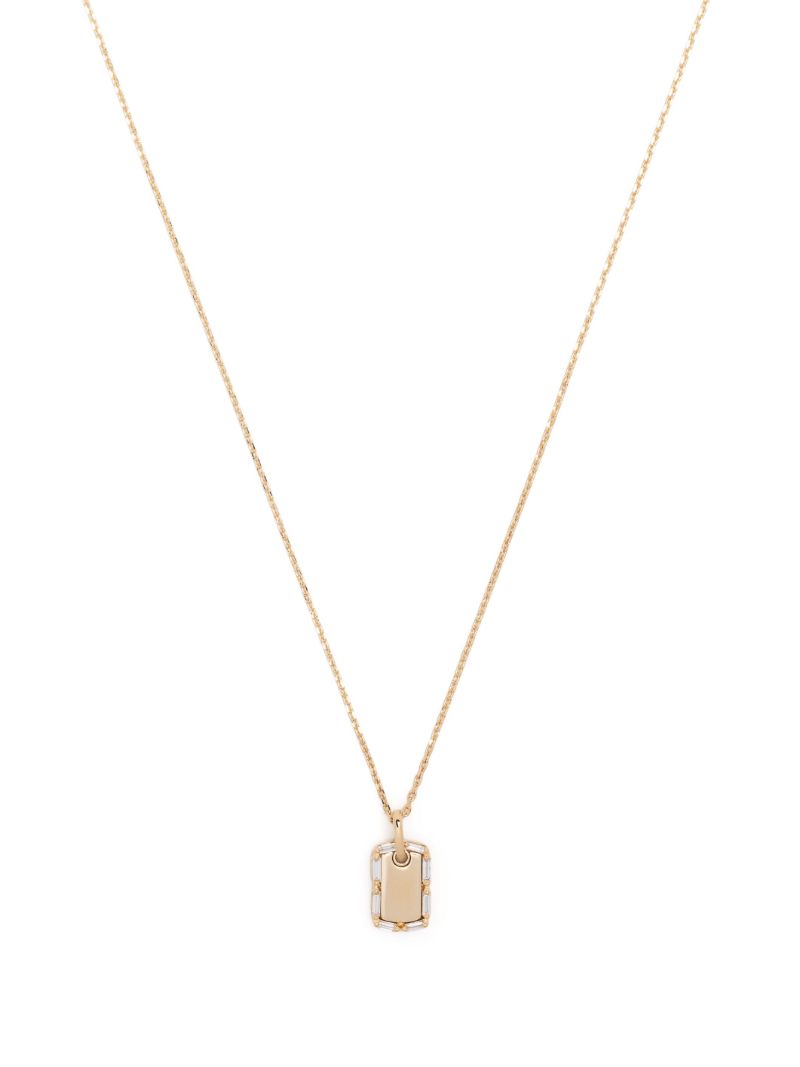 18k Yellow Gold Medium Dog Tag Diamond Necklace