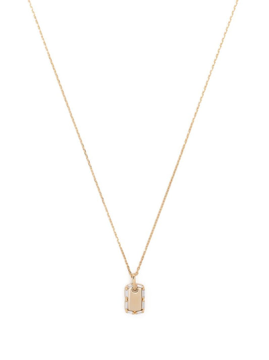 18k Yellow Gold Medium Dog Tag Diamond Necklace