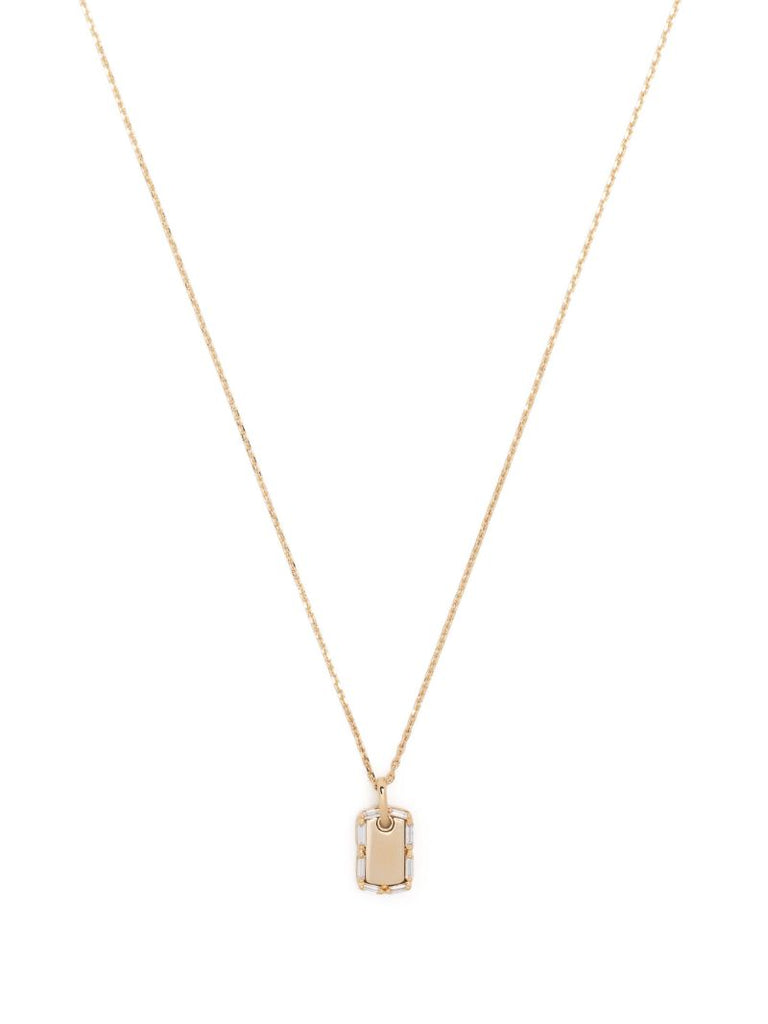 18k Yellow Gold Medium Dog Tag Diamond Necklace