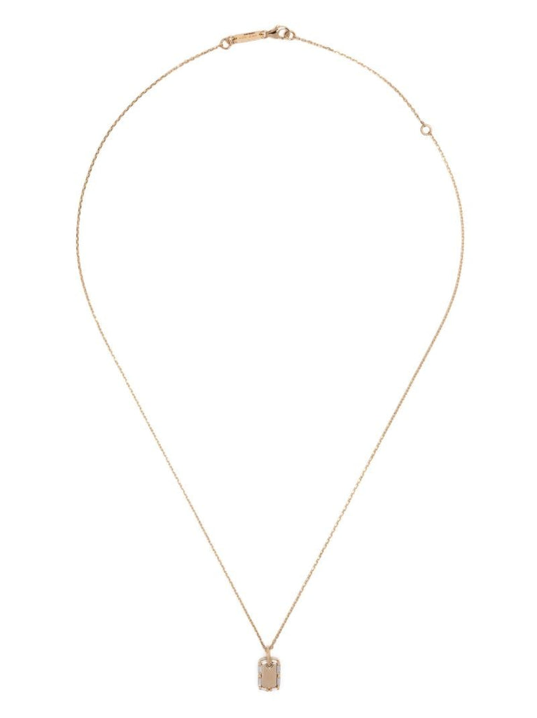 18k Yellow Gold Medium Dog Tag Diamond Necklace
