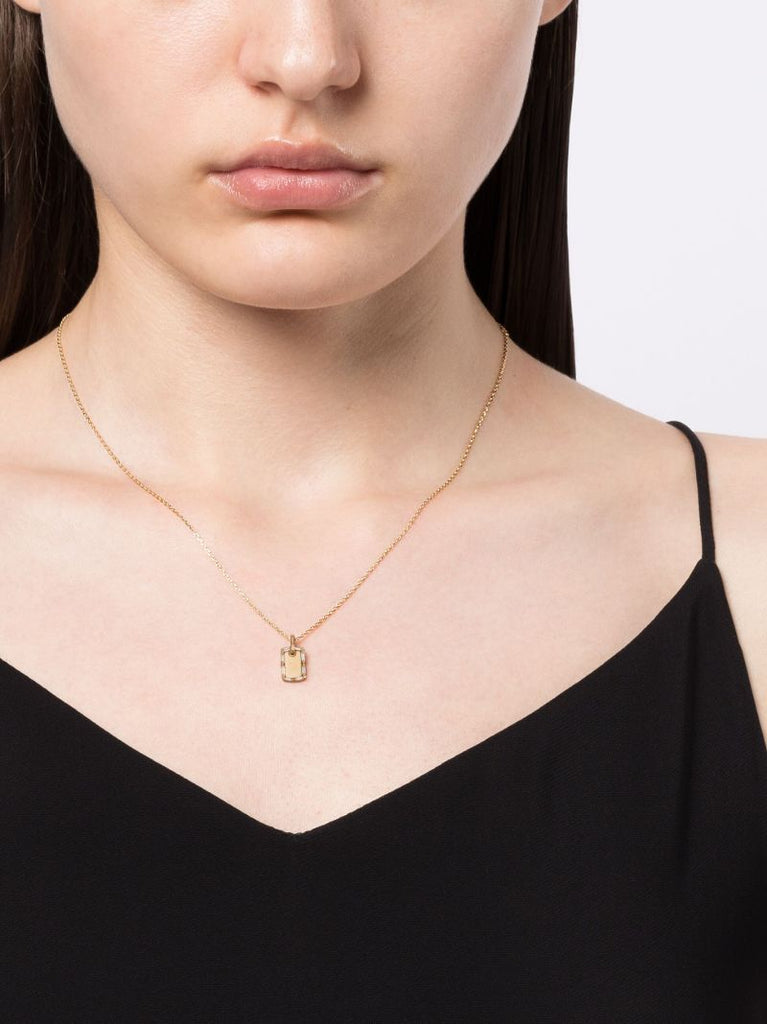 18k Yellow Gold Medium Dog Tag Diamond Necklace