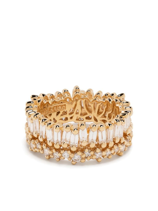 18kt Yellow Gold Short Stack Diamond Eternity Ring