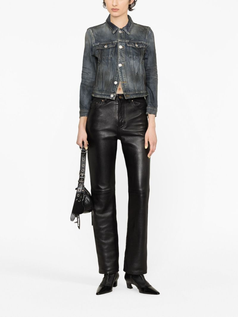 Blue Distressed Cropped Denim Jacket