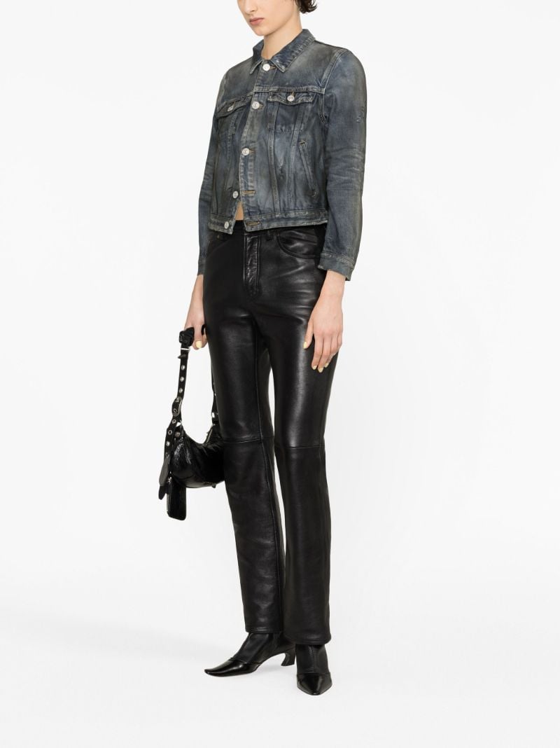 Blue Distressed Cropped Denim Jacket