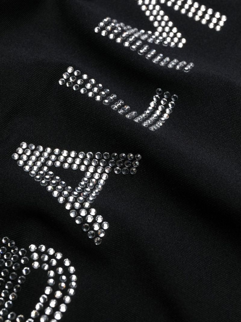 Black Logo Embellished Swimsuit