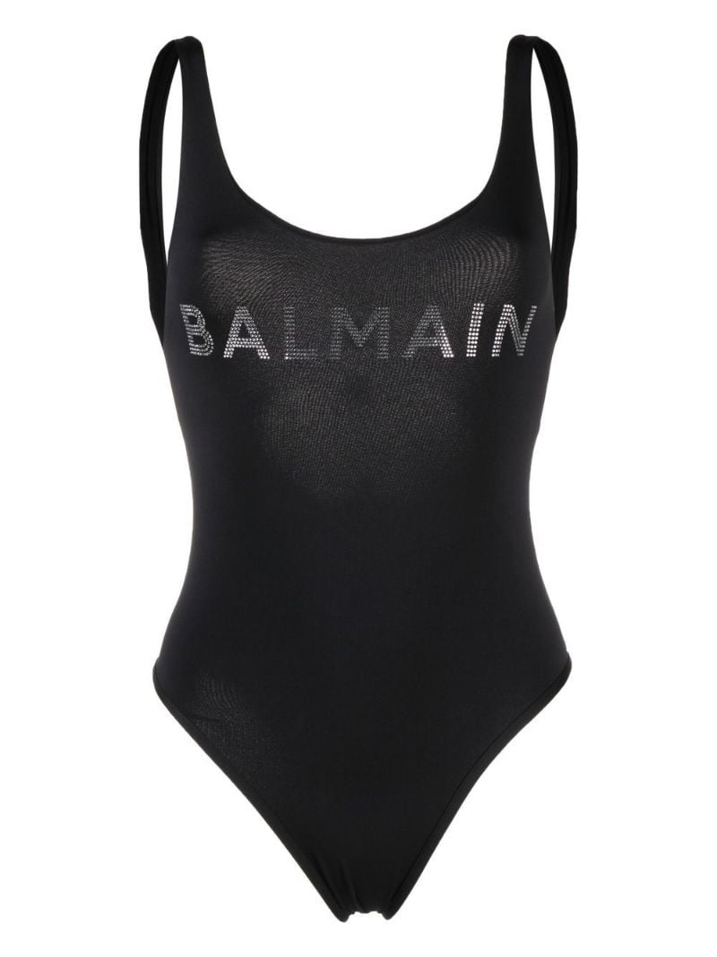 Black Logo Embellished Swimsuit