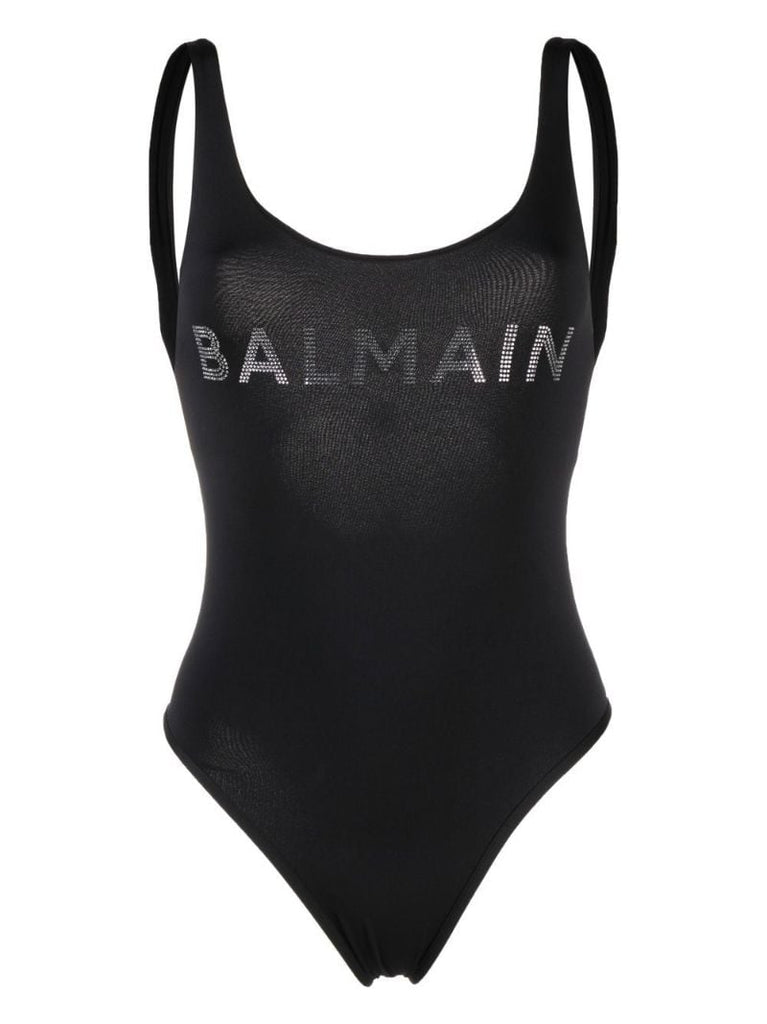 Black Logo Embellished Swimsuit
