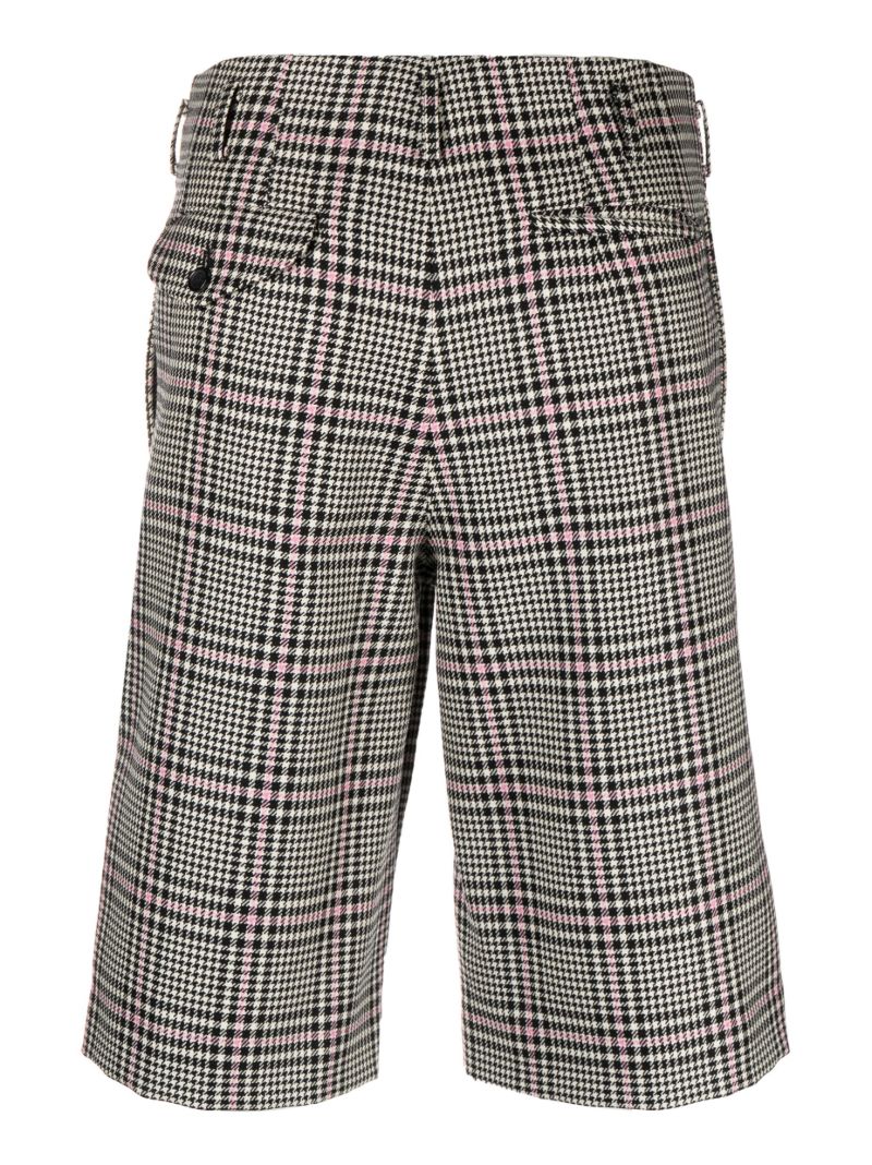 Black Wool Checked Tailored Shorts