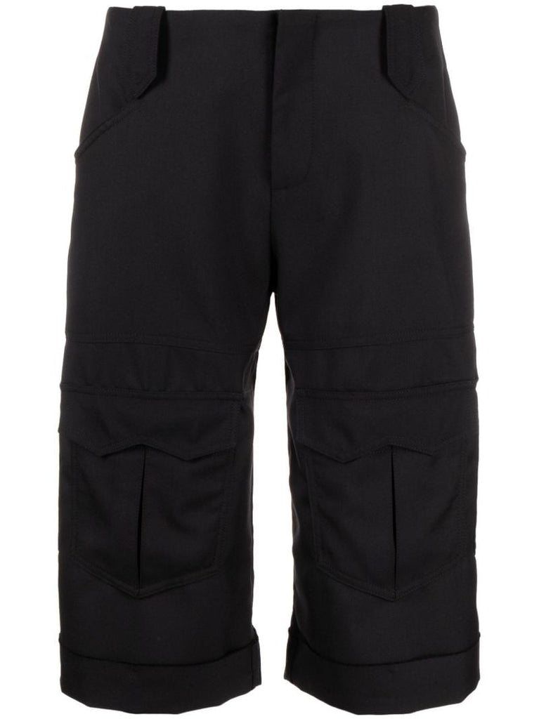 Black Knee-length Cargo Shorts