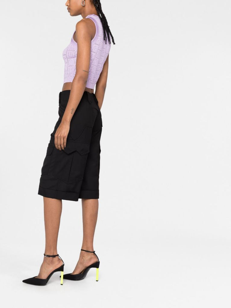 Black Knee-length Cargo Shorts