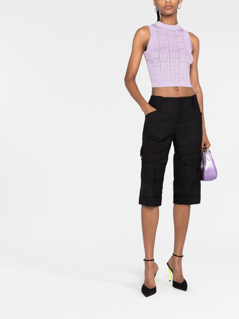 Black Knee-length Cargo Shorts