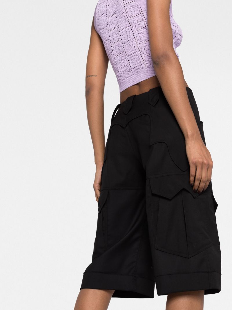Black Knee-length Cargo Shorts