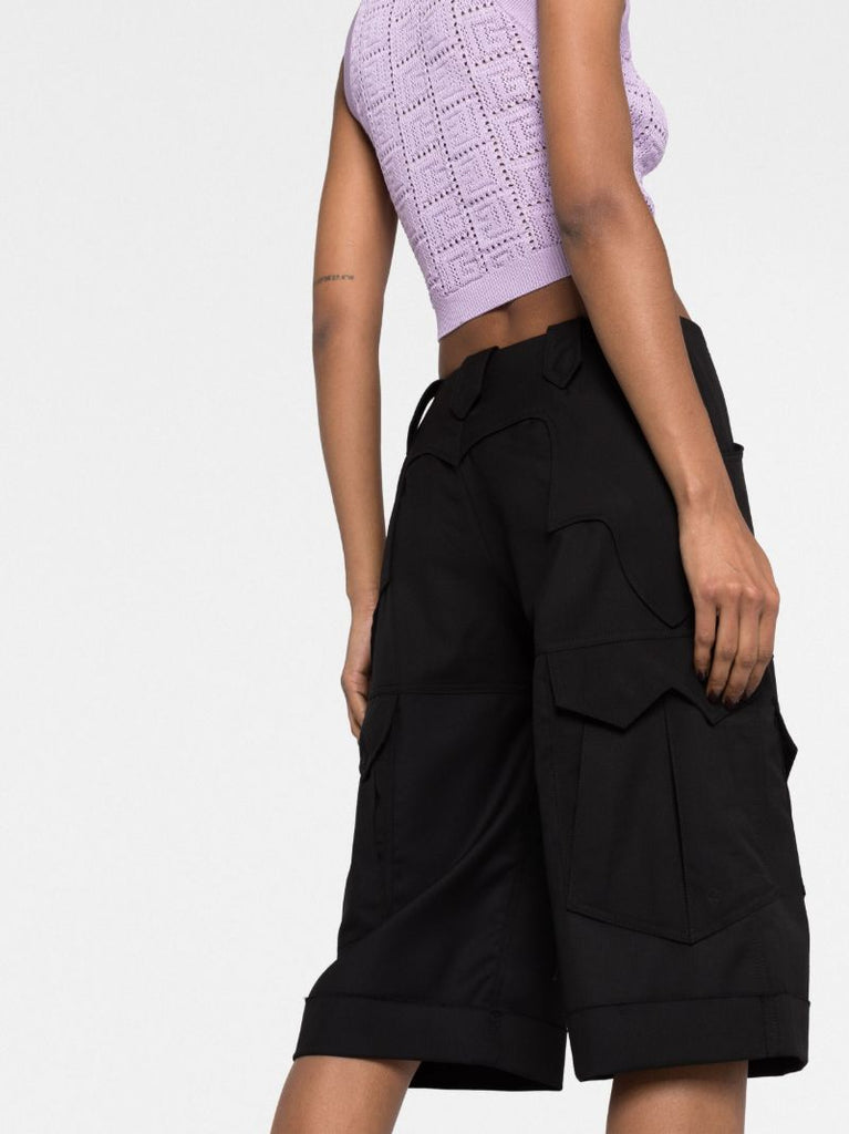 Black Knee-length Cargo Shorts