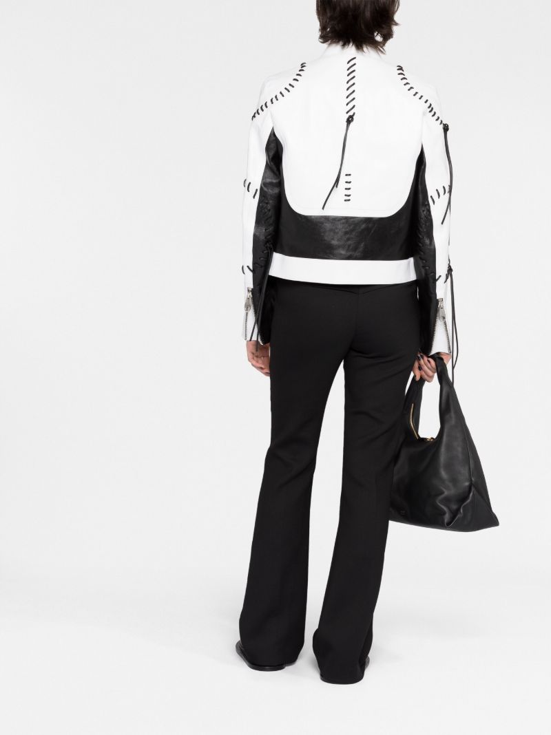 White Whipstitch Leather Jacket