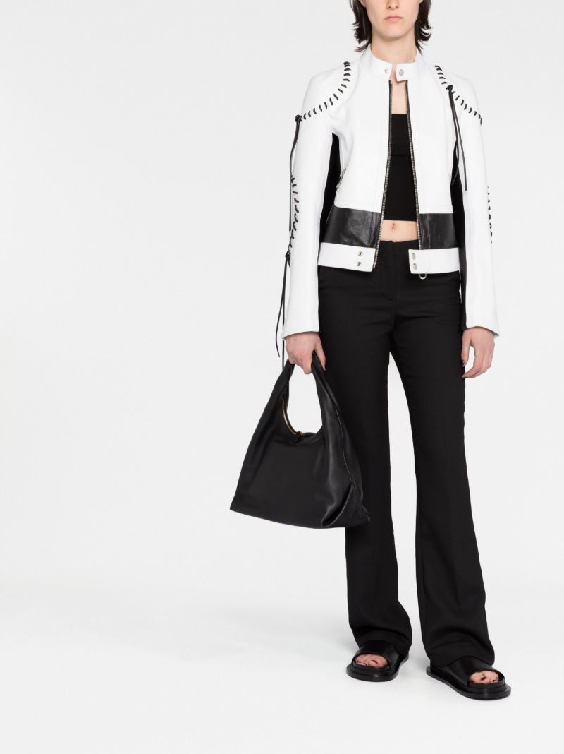 White Whipstitch Leather Jacket